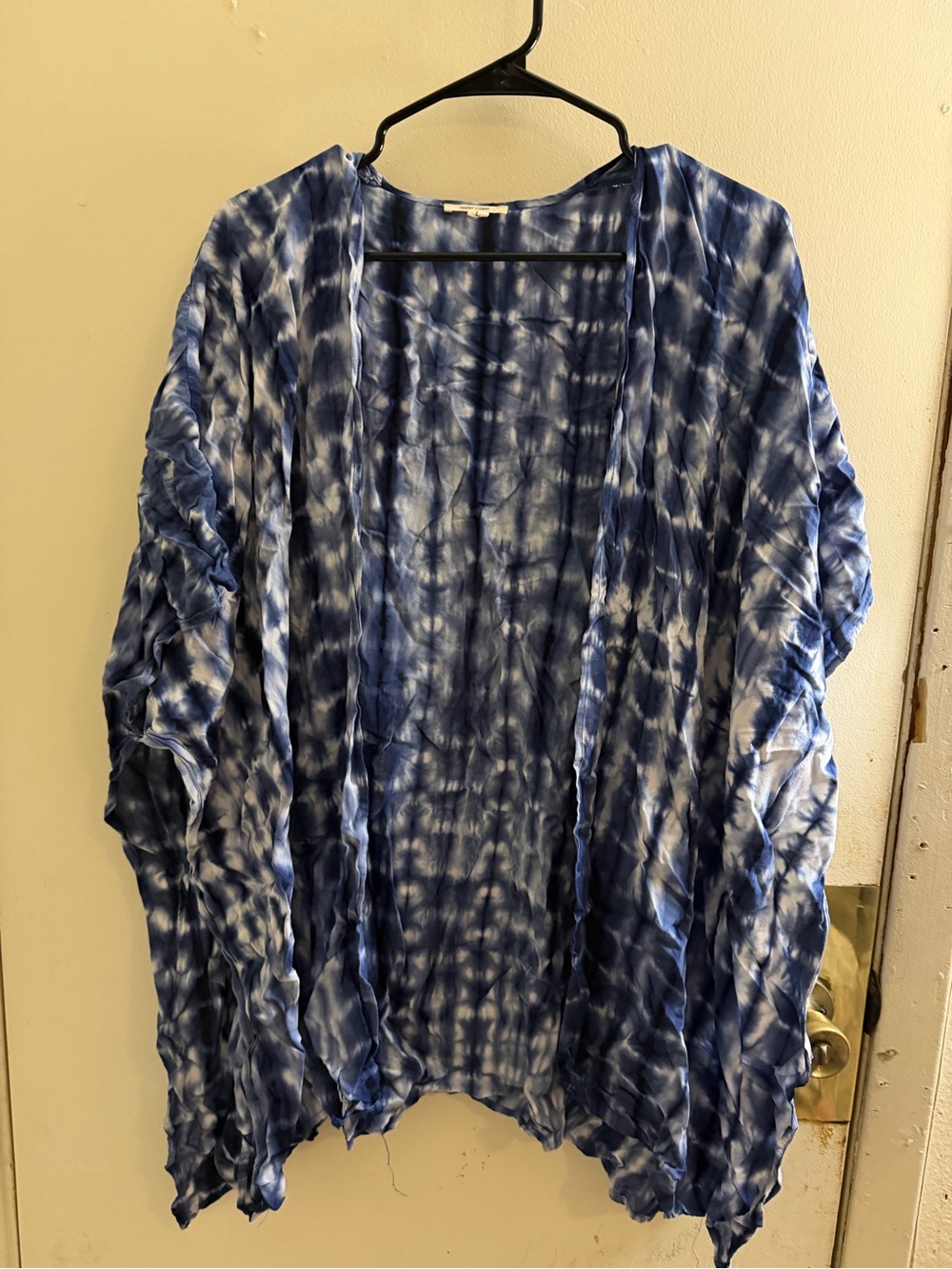 Blue Tie-Dye Women's Swim Coverup Kimono